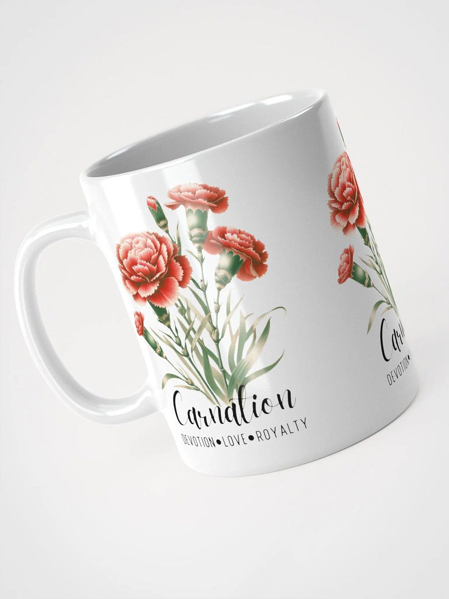 Carnation Ceramic White Mug: Devotion, Love, Royalty January Birth Month Flower product image (5)