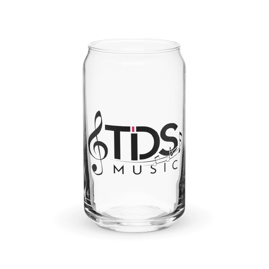 TDS Music Can-Shaped Glass with Bamboo Lid and Metal Straw - 16oz Music Themed product image (3)