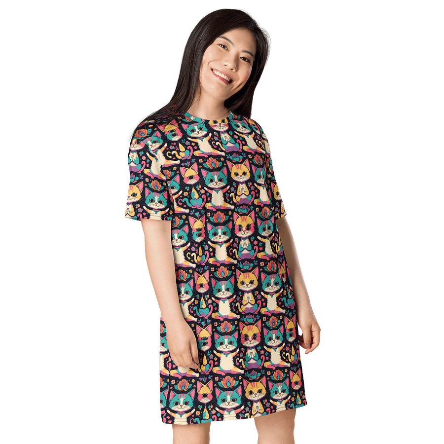 Hippy Yoga Cat T-Shirt Dress product image (4)
