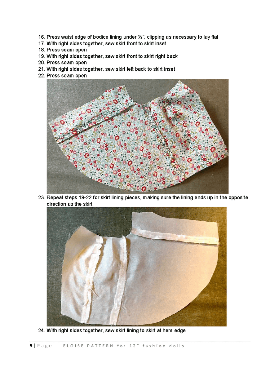 Eloise sewing pattern for 12" fashion dolls product image (3)