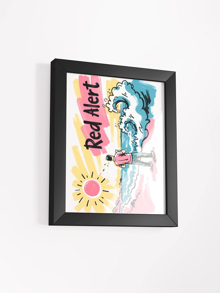 Red Alert Beach Art Print – Sunset Danger Warning Matte Poster product image (4)