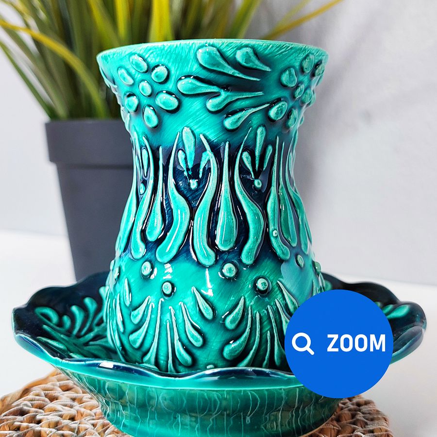 Ceramic tea cup, turquoise/green/emerald mug — handmade pottery, handmade ceramic, home decor, handmade gift, Turkish ceramic product image (5)