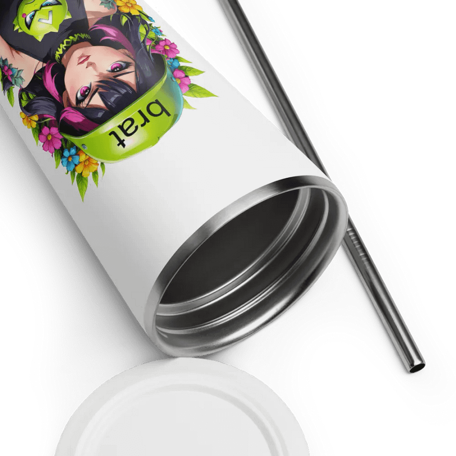 Brat 20 oz Tumbler Cup - White - Insulated Tumbler with a Straw v6 product image (9)