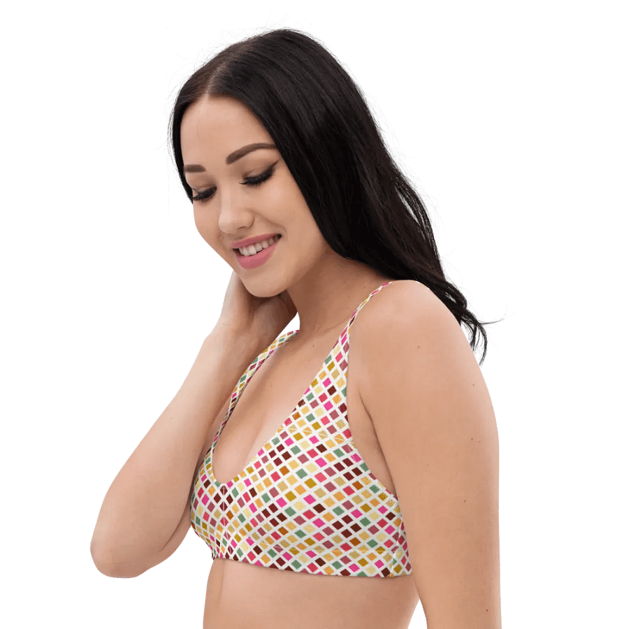 Colorful Square Pattern Design Padded Bikini Top - V3 product image (6)
