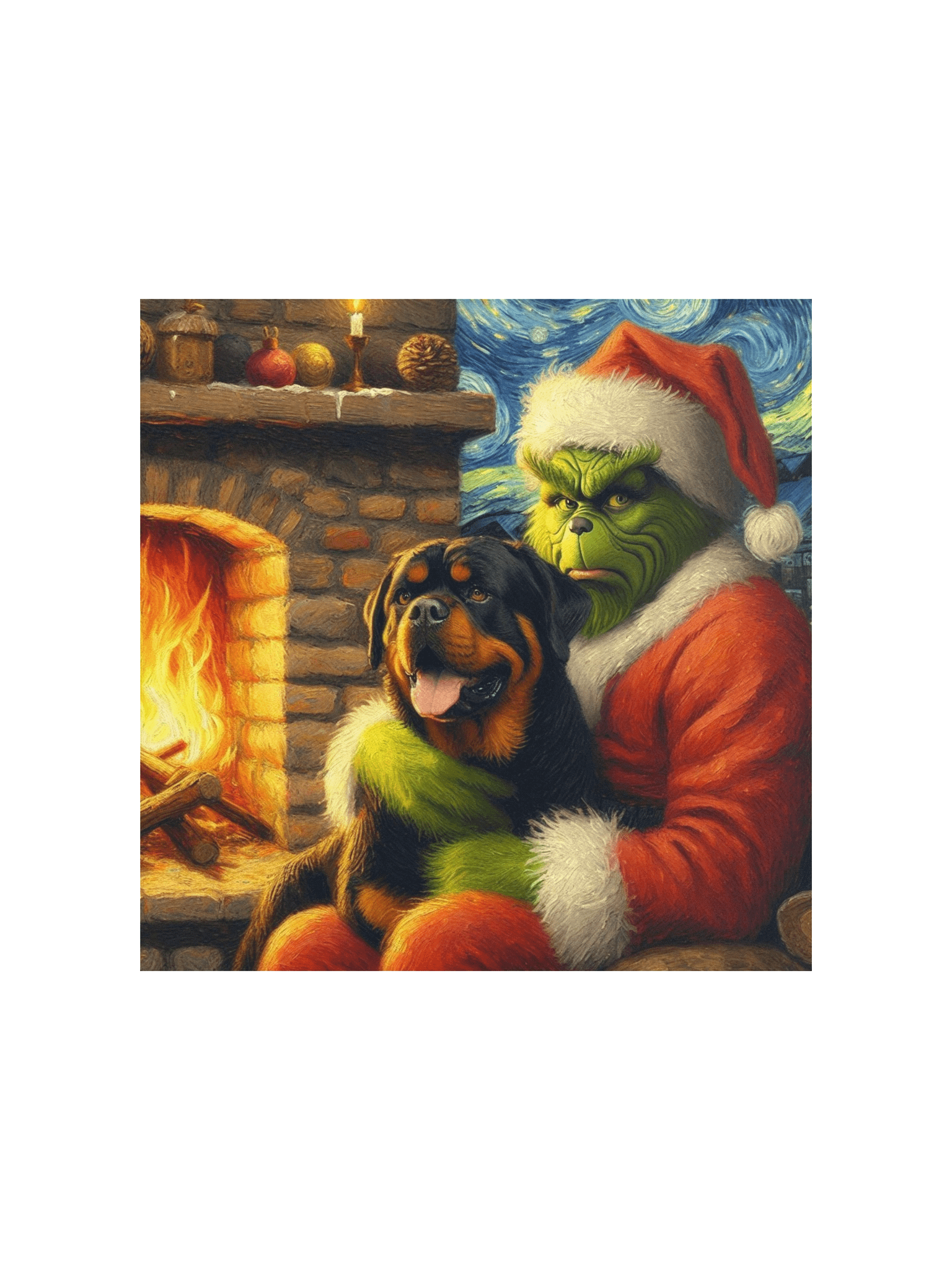 Rottweiler & Festive Grinch Santa Poster product image (1)