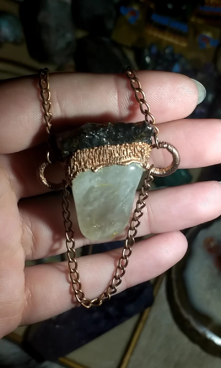 Rutile Quartz & Baltic Amber Amulet product image (2)