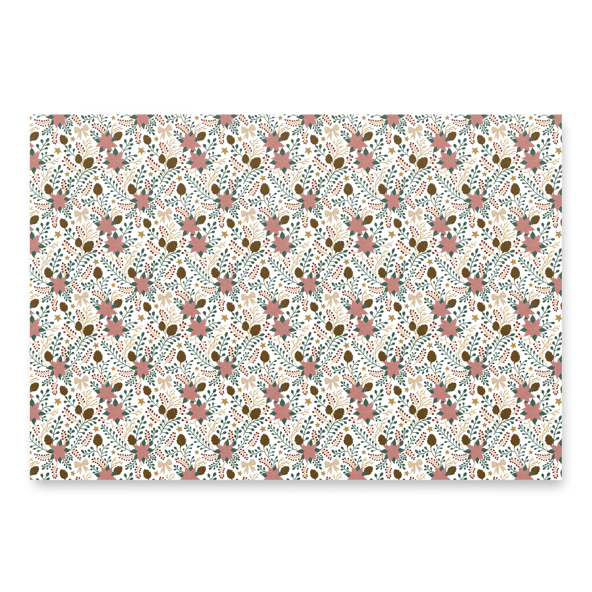 Enchanted forest blooms Christmas wrapping paper. Set of 3 sheets in green, soft pink, and white product image (6)