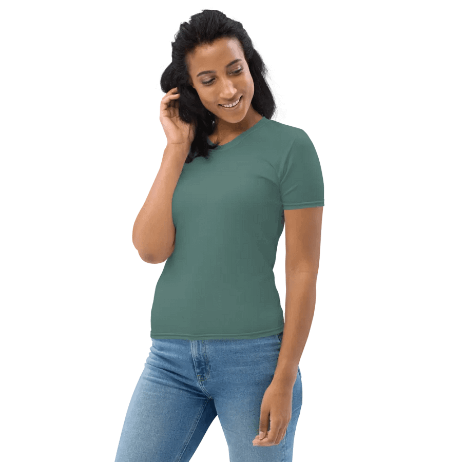 Plain Medium Dark Green Soft Summer Women's Crewneck Polyester Heavyweight Premium T-Shirt by Treasure Pie product image (7)