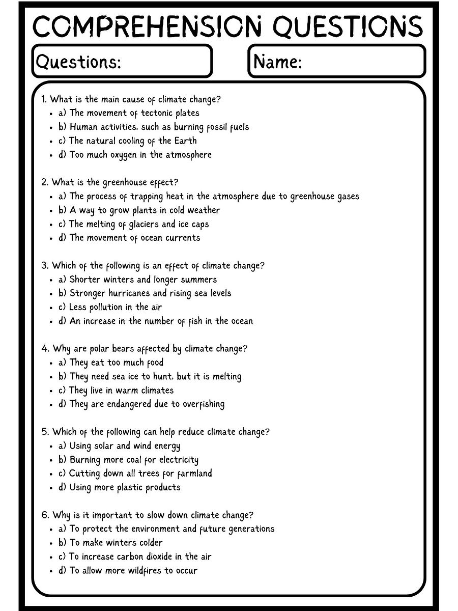 Climate Change Reading Comprehension PDF product image (3)