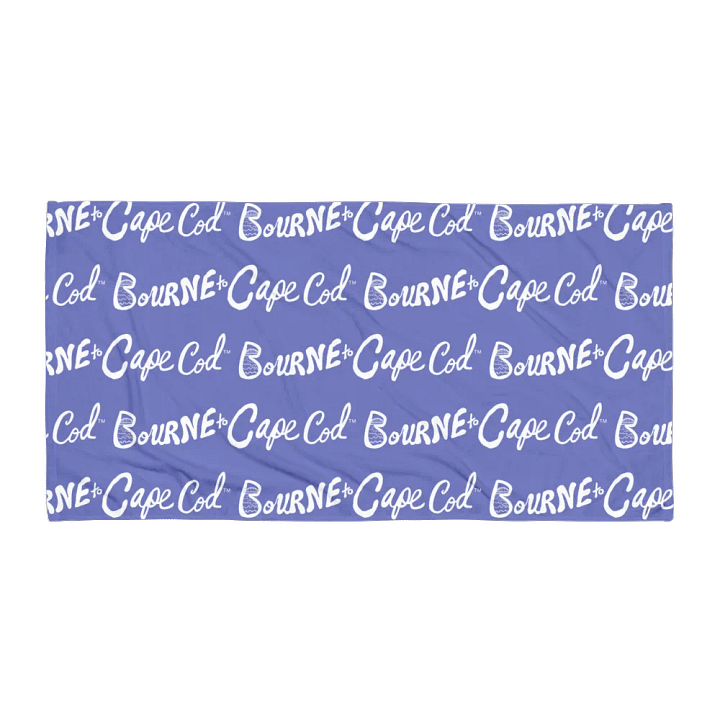 BRN.2C.C.™ | Coastal Classic Beach Towel | All-Over Horizontal Logo Print | Vibrant Colors for Salty Souls | White Logo on Slate Blue product image (1)