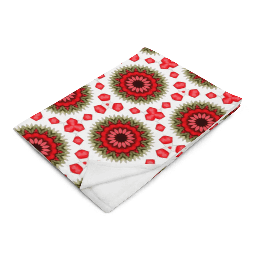 Red Green & White Daisy Floral Seamless Pattern Throw Blanket product image (12)