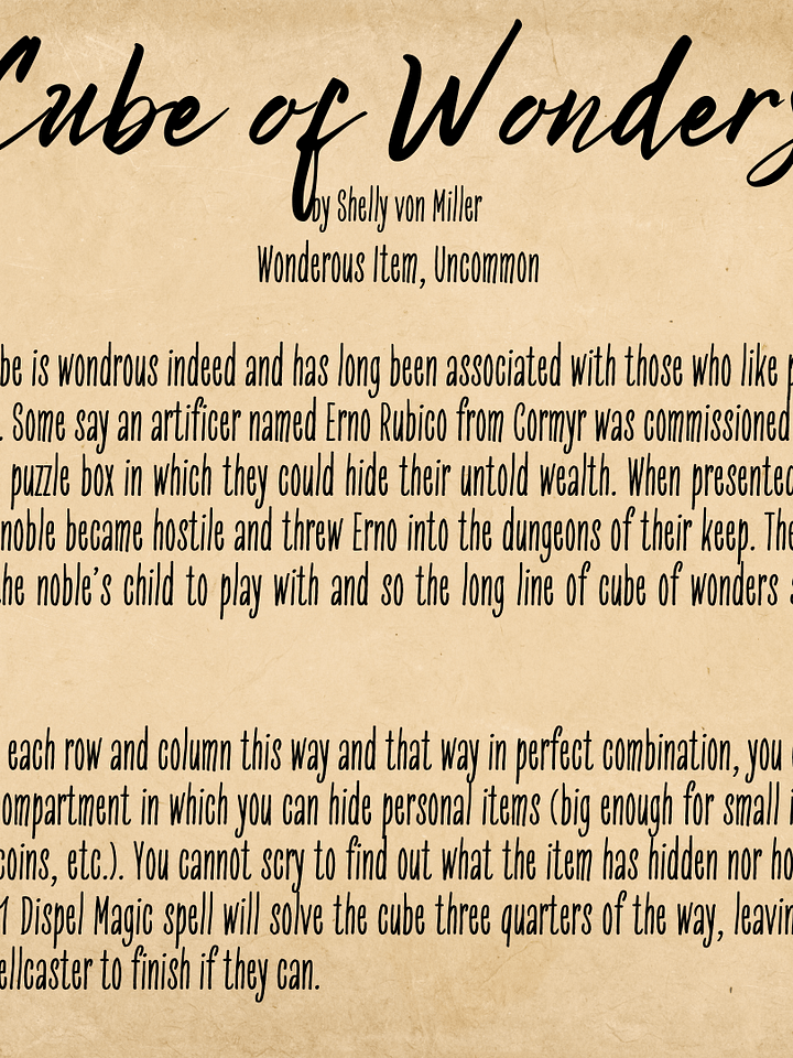 Cube of Wonders (Homebrewed Magical Item) product image (1)