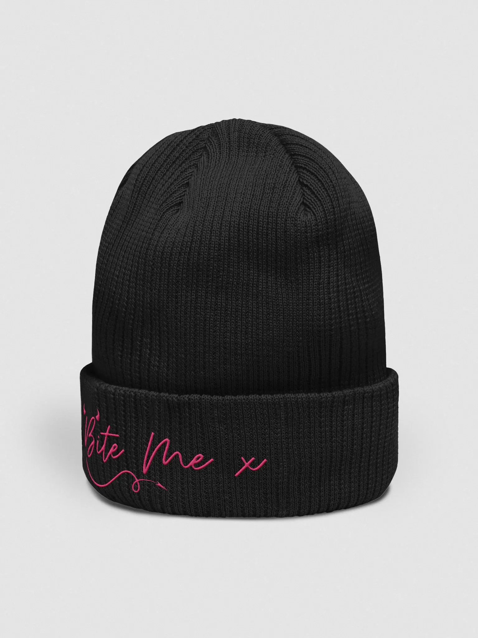 'Bite Me x' Devil Organic Ribbed Beanie product image (2)