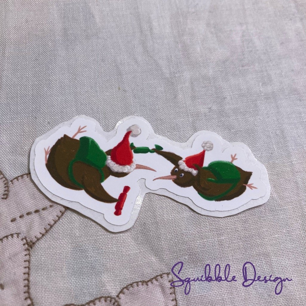 Vinyl Sticker - Skydiving Christmas Kiwis product image (1)