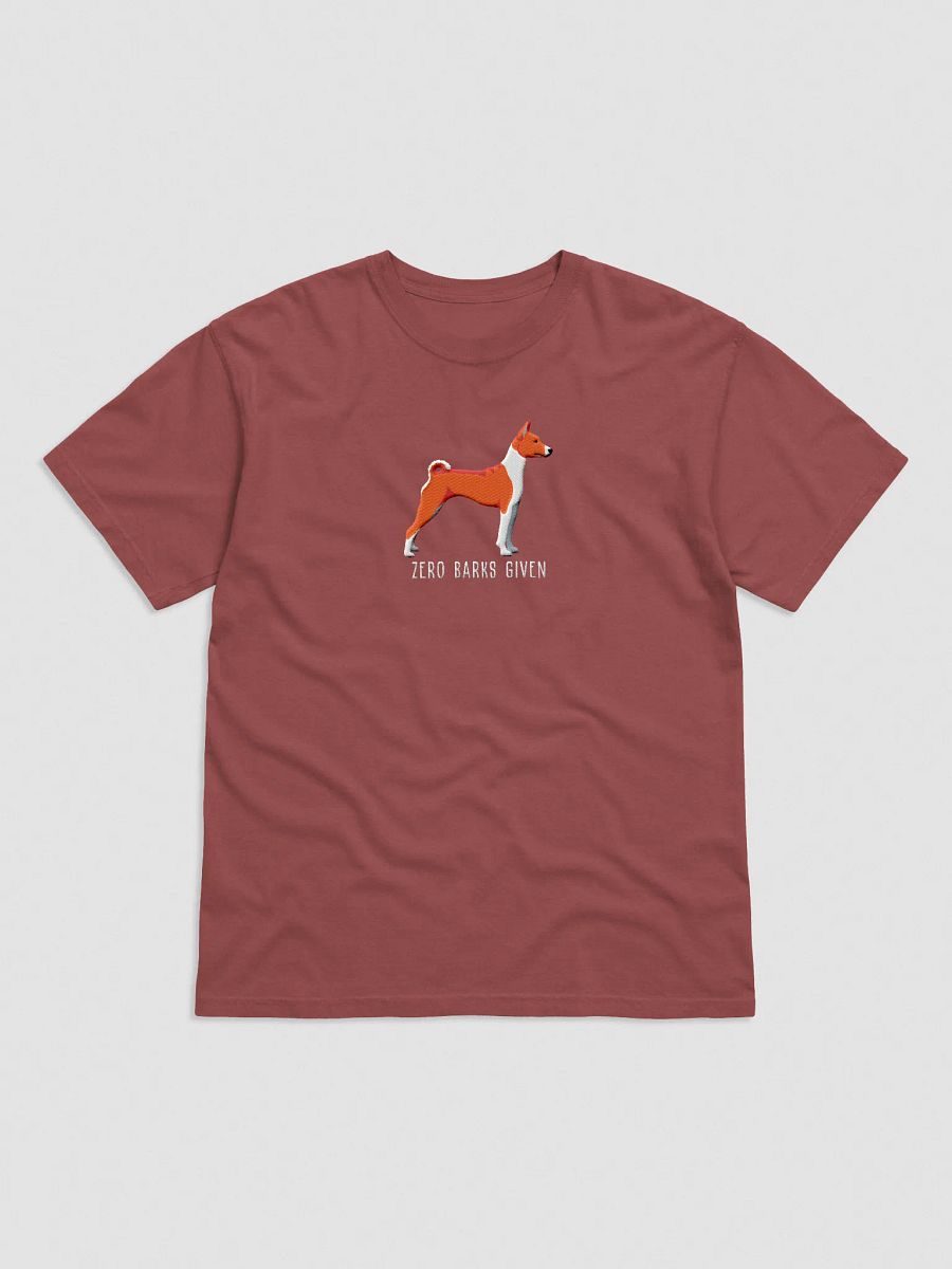 Zero Barks Given T-Shirt(Embroidered) of a Basenji product image (25)