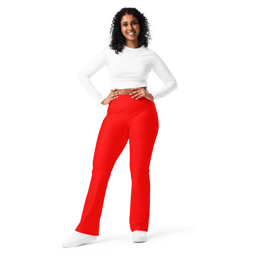 Plain Color Red Flare Leggings product image (1)