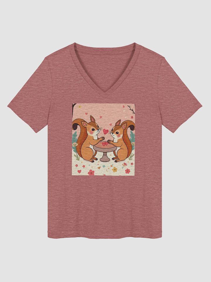Whimsical Squirrel Heart V-Neck Tee product image (1)