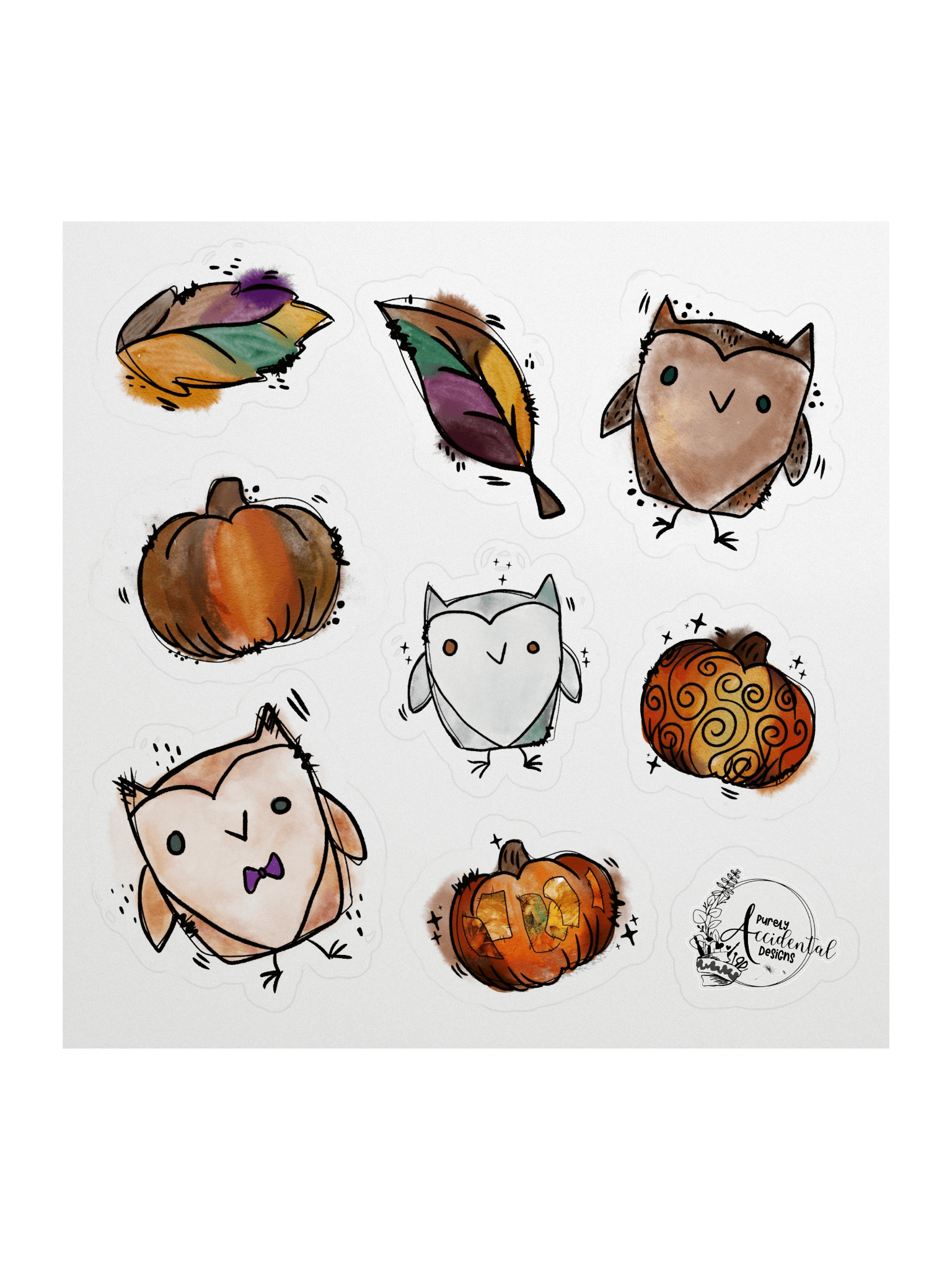 Whimsical Owl Kiss Cut Stickers Set product image (1)