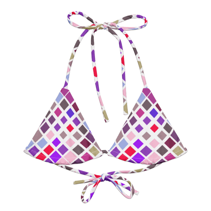 Colorful Square Pattern Design String Bikini Top - v1 product image (2)