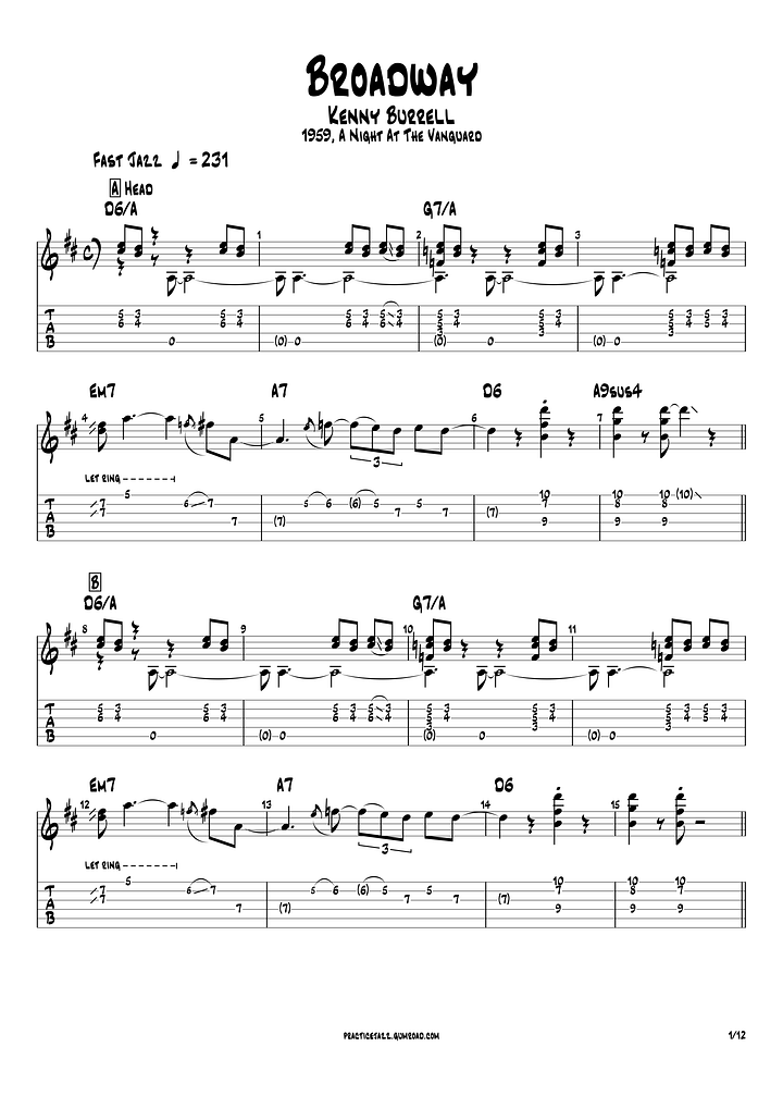 (Transcription GP) Broadway - Kenny Burrell | 1959 A Night At The Vanguard product image (2)