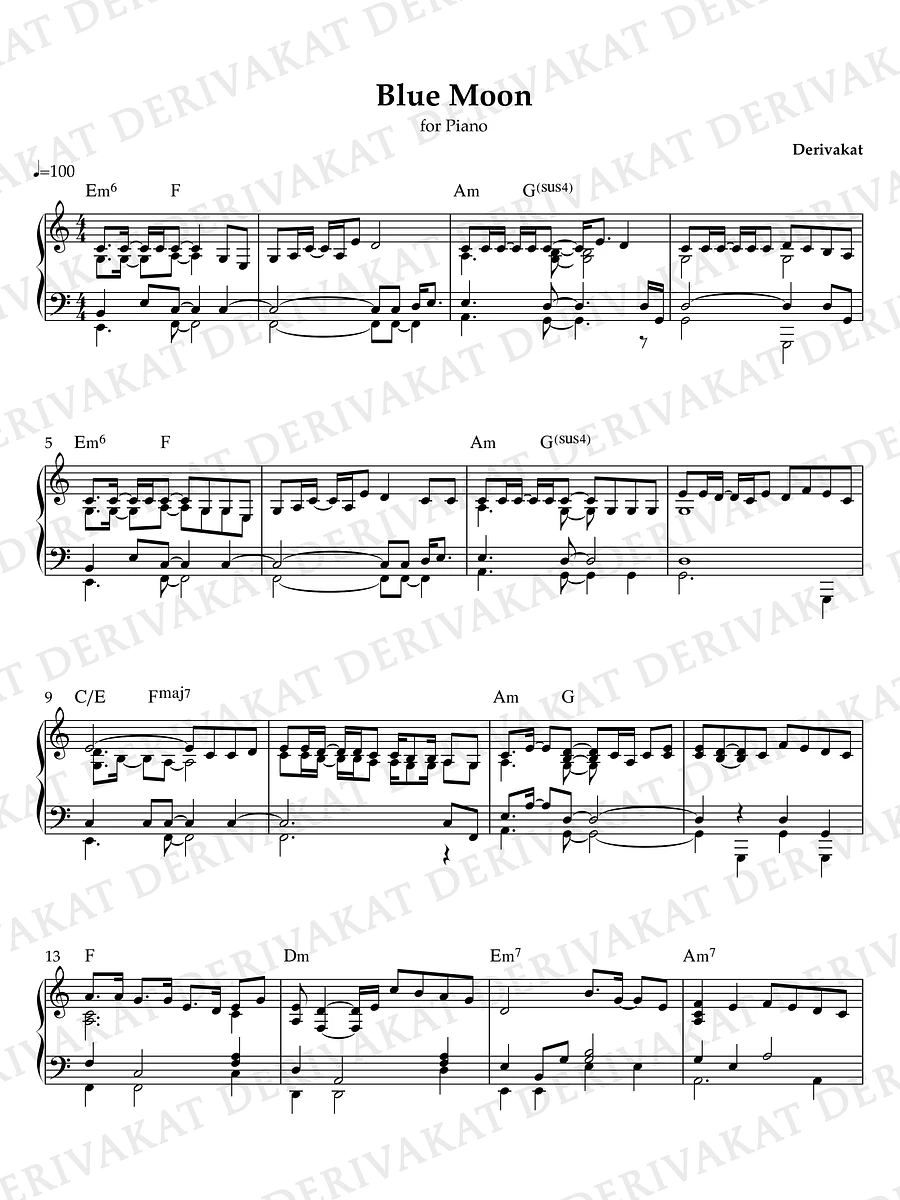 Blue Moon - Sheet Music for Piano product image (1)