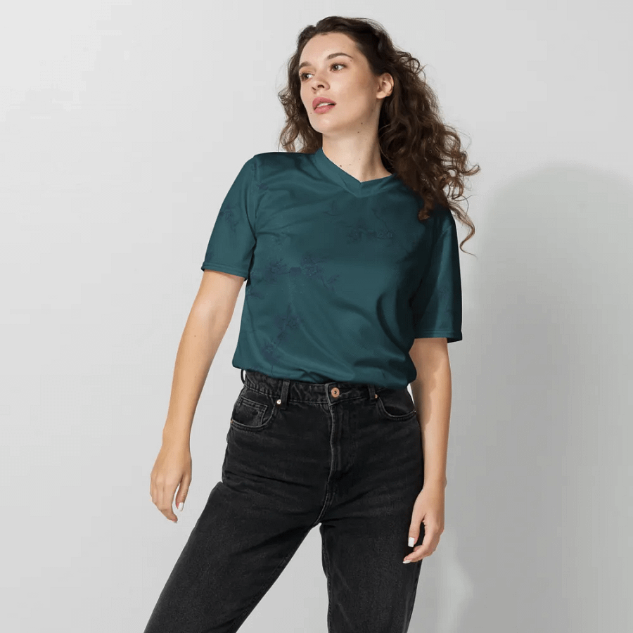 Unisex T shirt with hummingbird Design.  Ideal for the nature lover. Dark teal color product image (8)