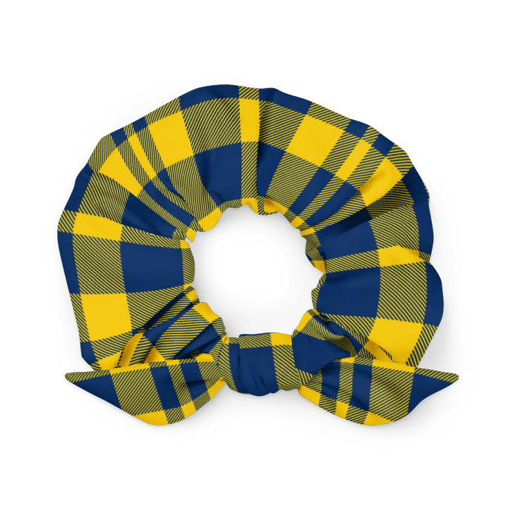 Yellow and Blue Plaid Scrunchie with Bow product image (1)