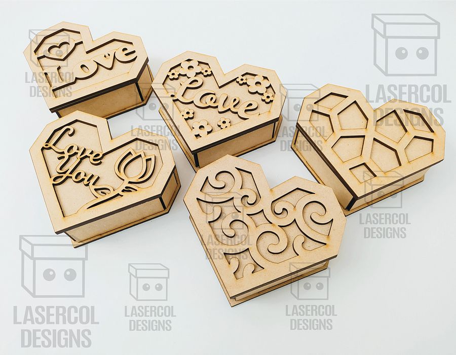 Heart Shaped Boxes Bundle - Laser Cut Files product image (6)