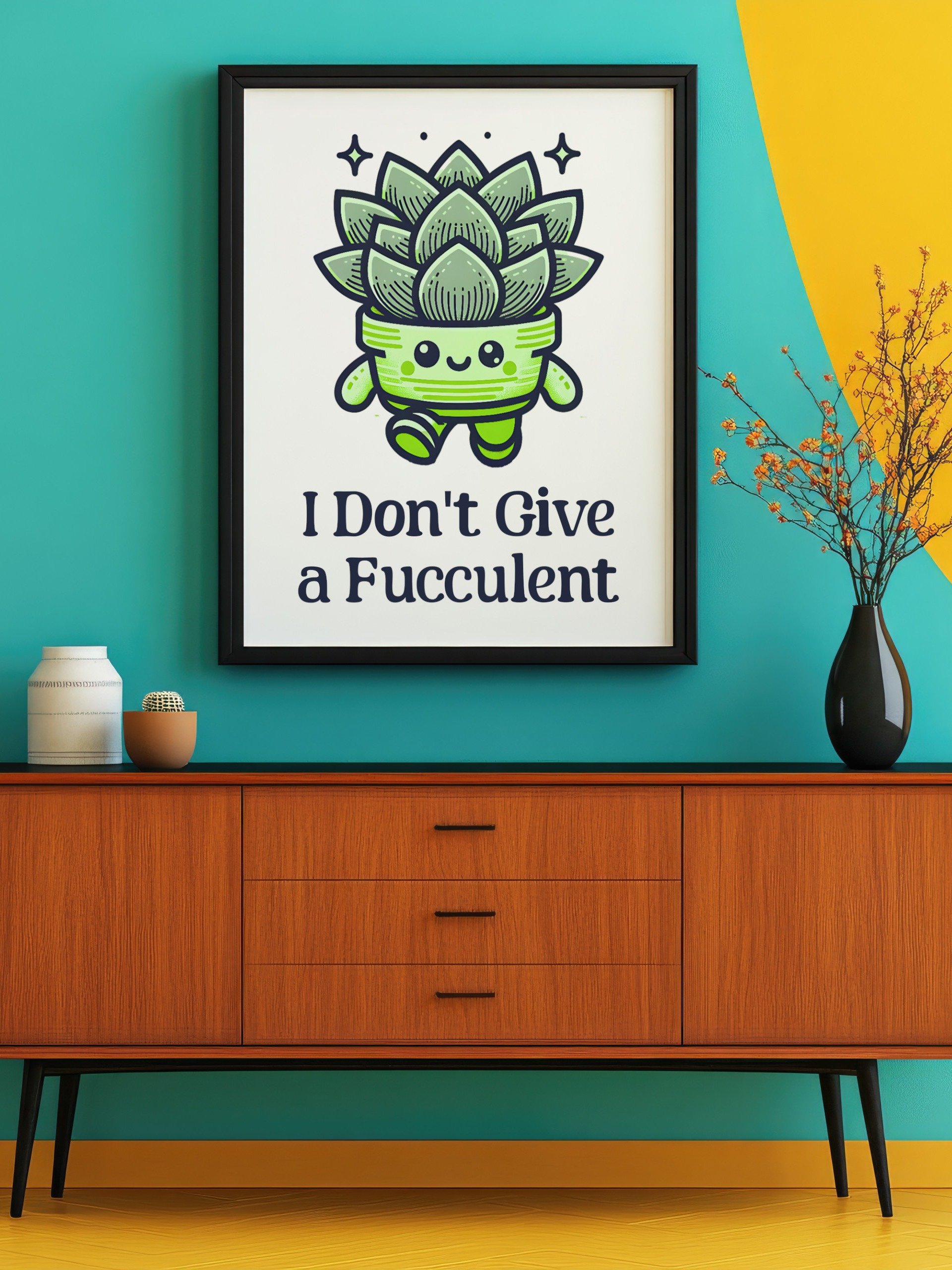 I Don't Give a Fucculent Funny Punny Retro Succulent Poster product image (7)
