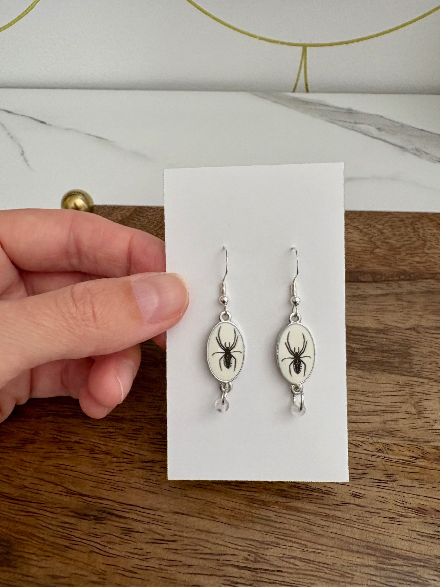 MFD-00242 | Spooky Spider Charm Earrings 🕷️✨ | Handmade Halloween Jewelry by Monique Faella Designs™ product image (4)