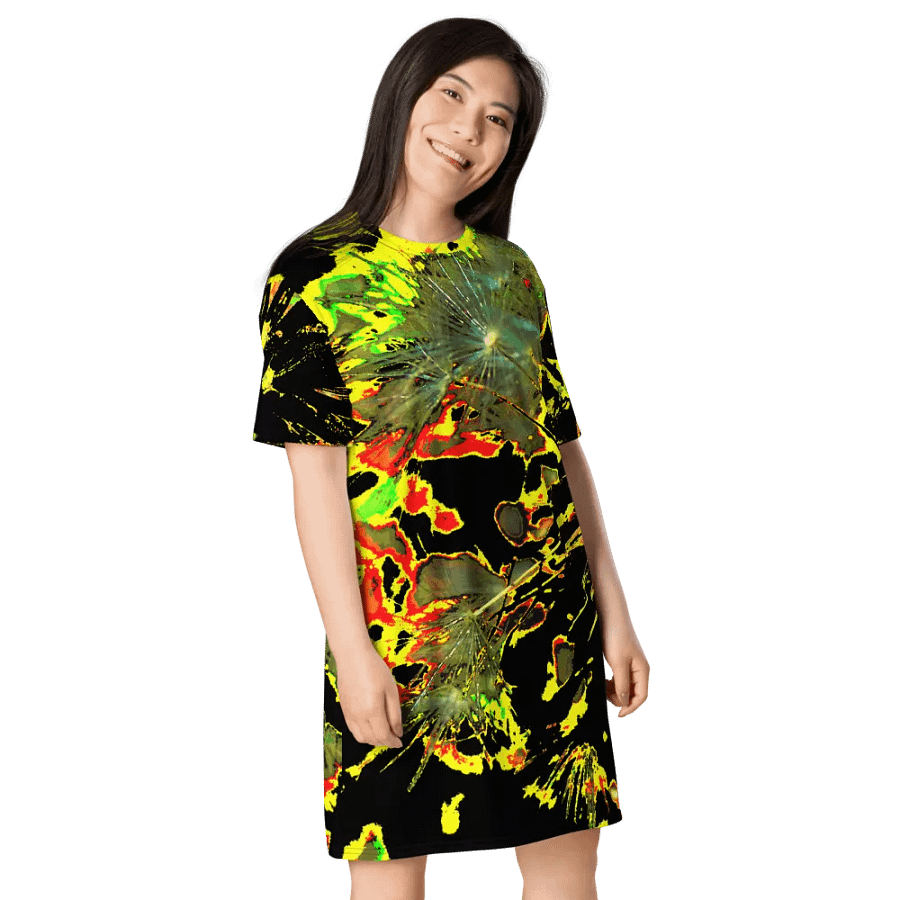 Bright Abstract Dandelion Clock Ladies T Shirt Dress product image (5)