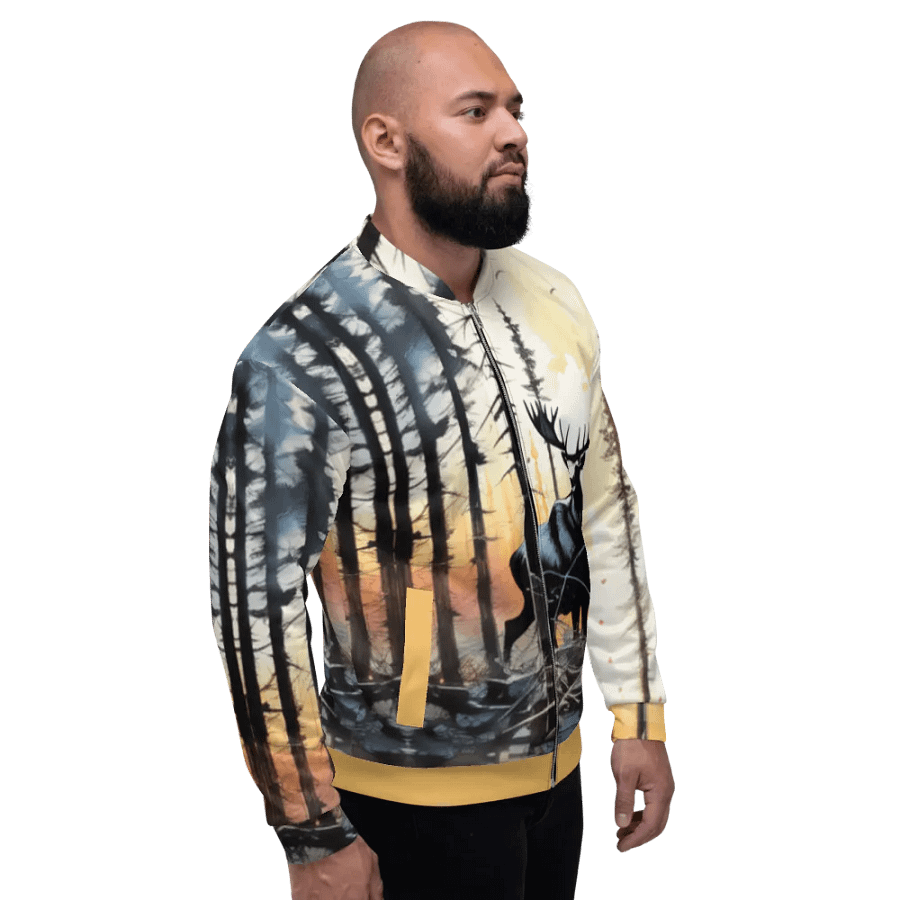 All-Over Print Bomber Jacket by Sublicolor 144/Deer in nature. product image (5)