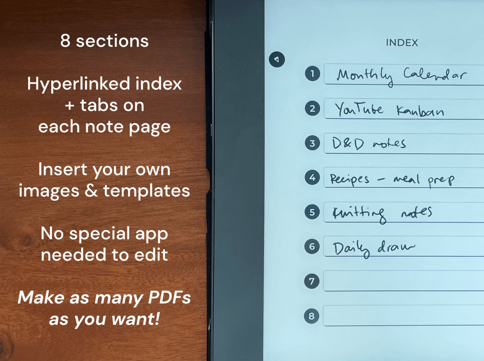 Custom eink notebook - RIGHT tabs product image (6)