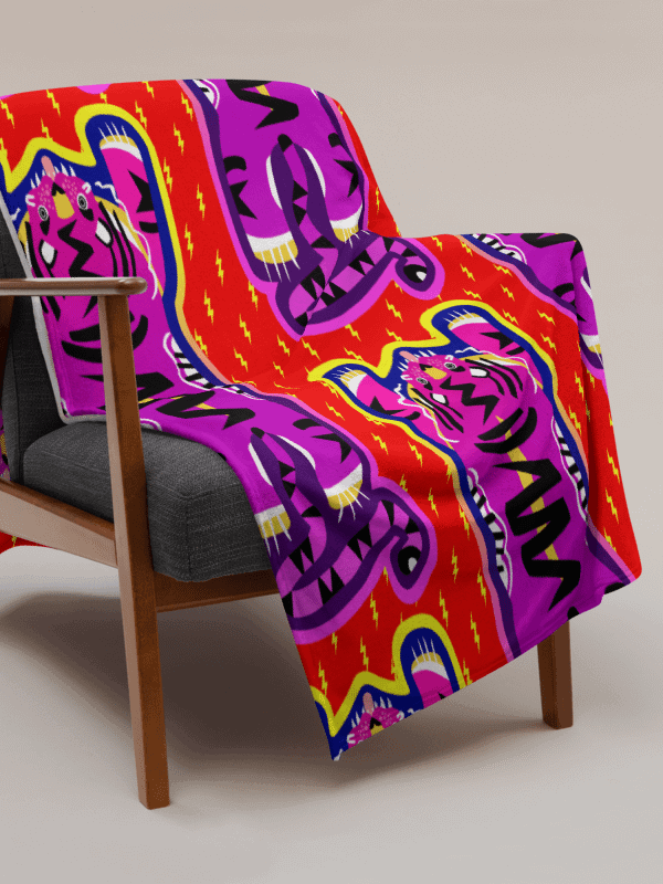 Pink Electric Tiger Print Blanket on Orange product image (1)