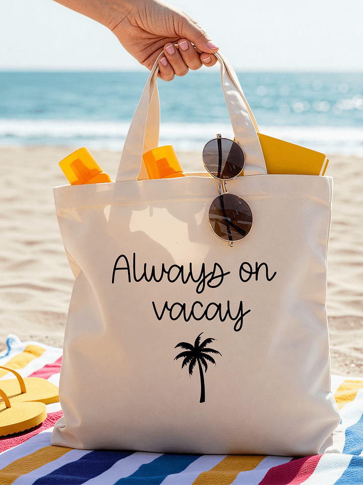 Always On Vacay Cotton Tote Bag, Vanilla Girl Tote Bag, Beach Tote Bag product image (1)