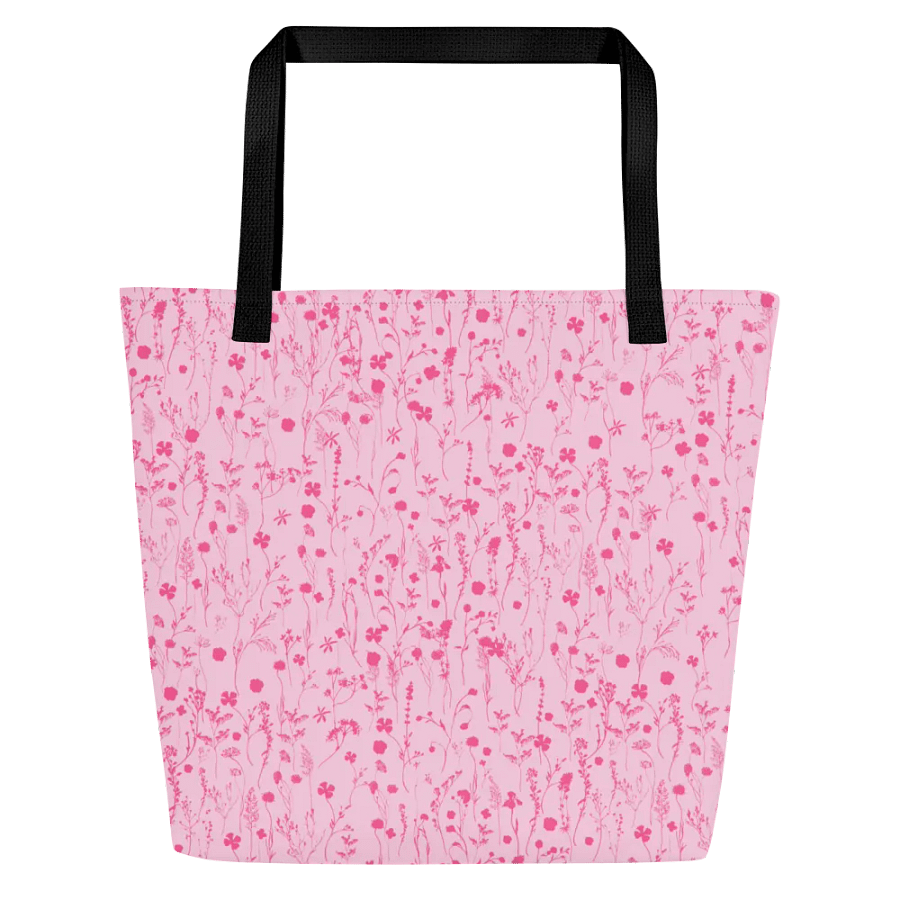 Pink Flower Summer Tote Bag with Inside Pocket for Beach & Shopping product image (1)