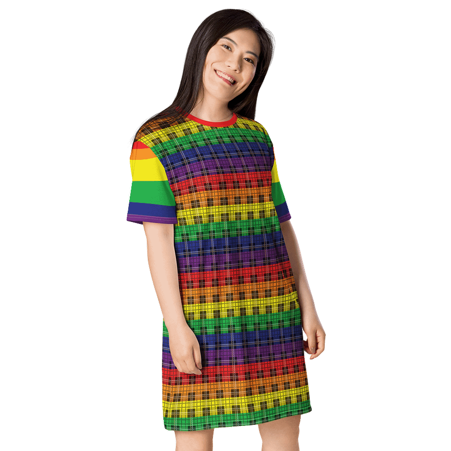 Rainbow Pride Plaid T-shirt Dress product image (4)