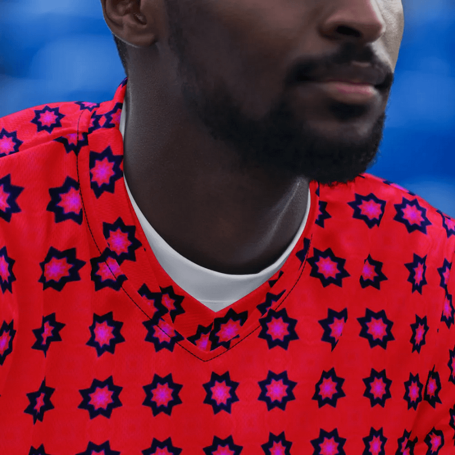 Abstract Red Unisex V Neck Sports Jersey product image (11)