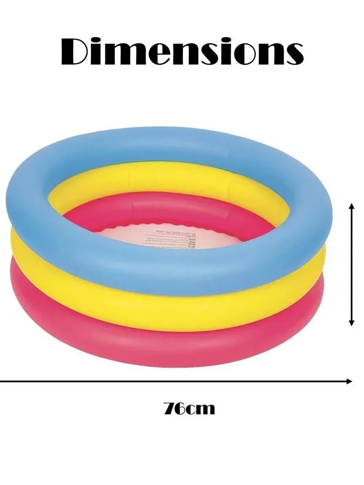 3 Ring Paddling Pool Crystal Blue Yellow Kids Swimming Pool Children Play Pools product image (1)
