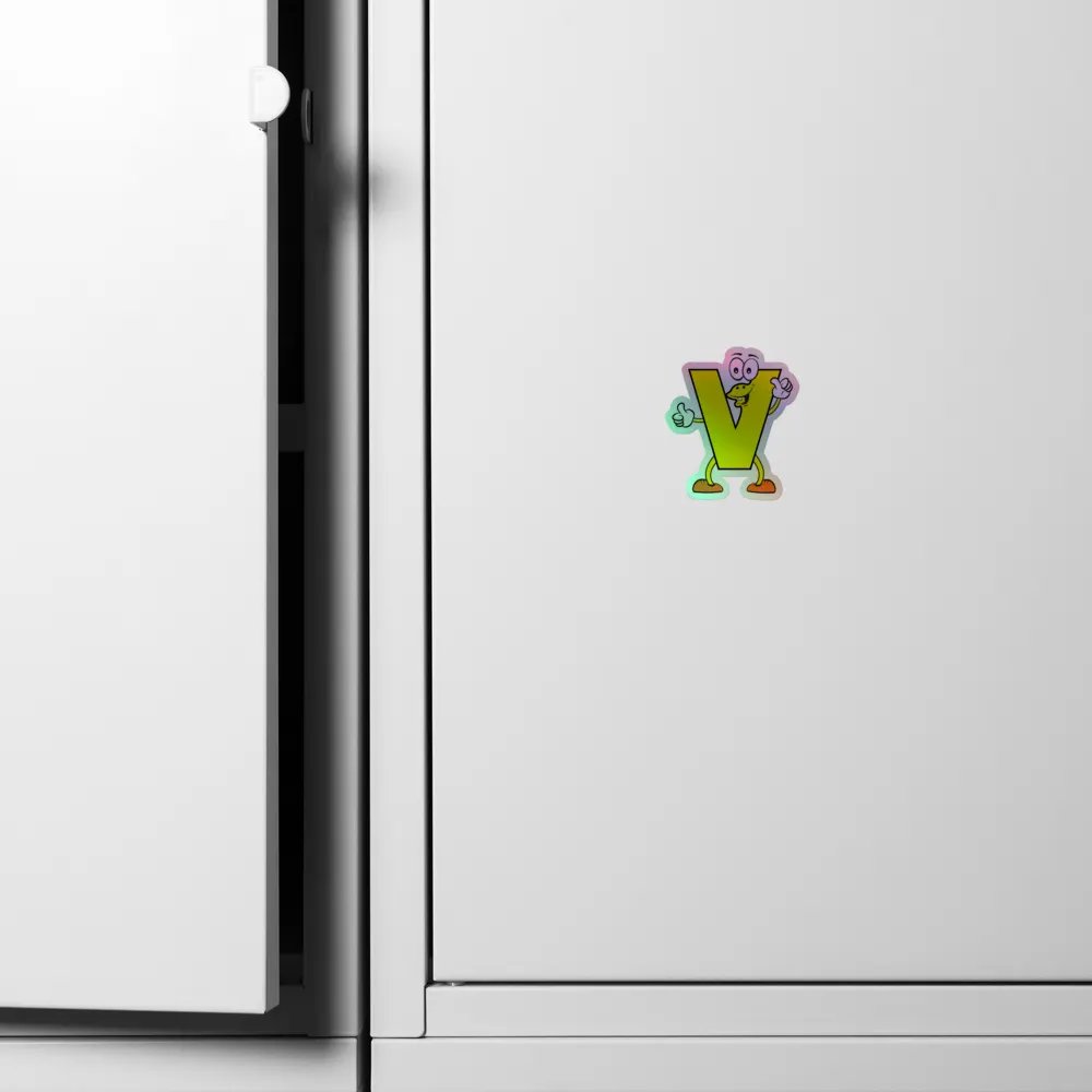 V Letter Cartoon Character Holographic Sticker product image (6)