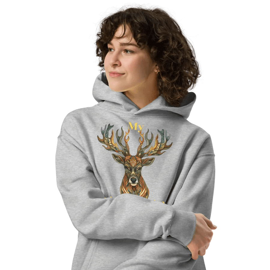 Spirit Animal Deer Head In Folk Art Style Oversized Hoodie product image (4)