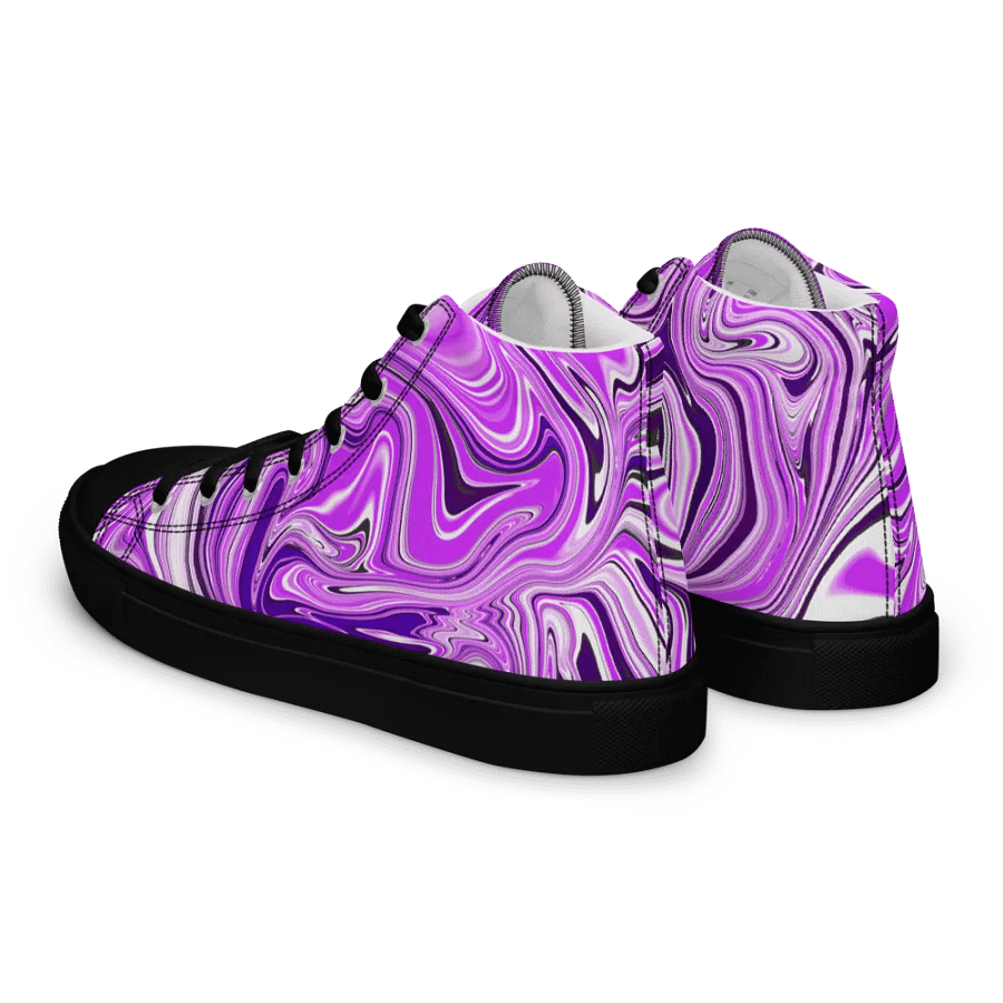 Women's High Top Canvas Shoes - Purple Digital Fluid Art product image (6)