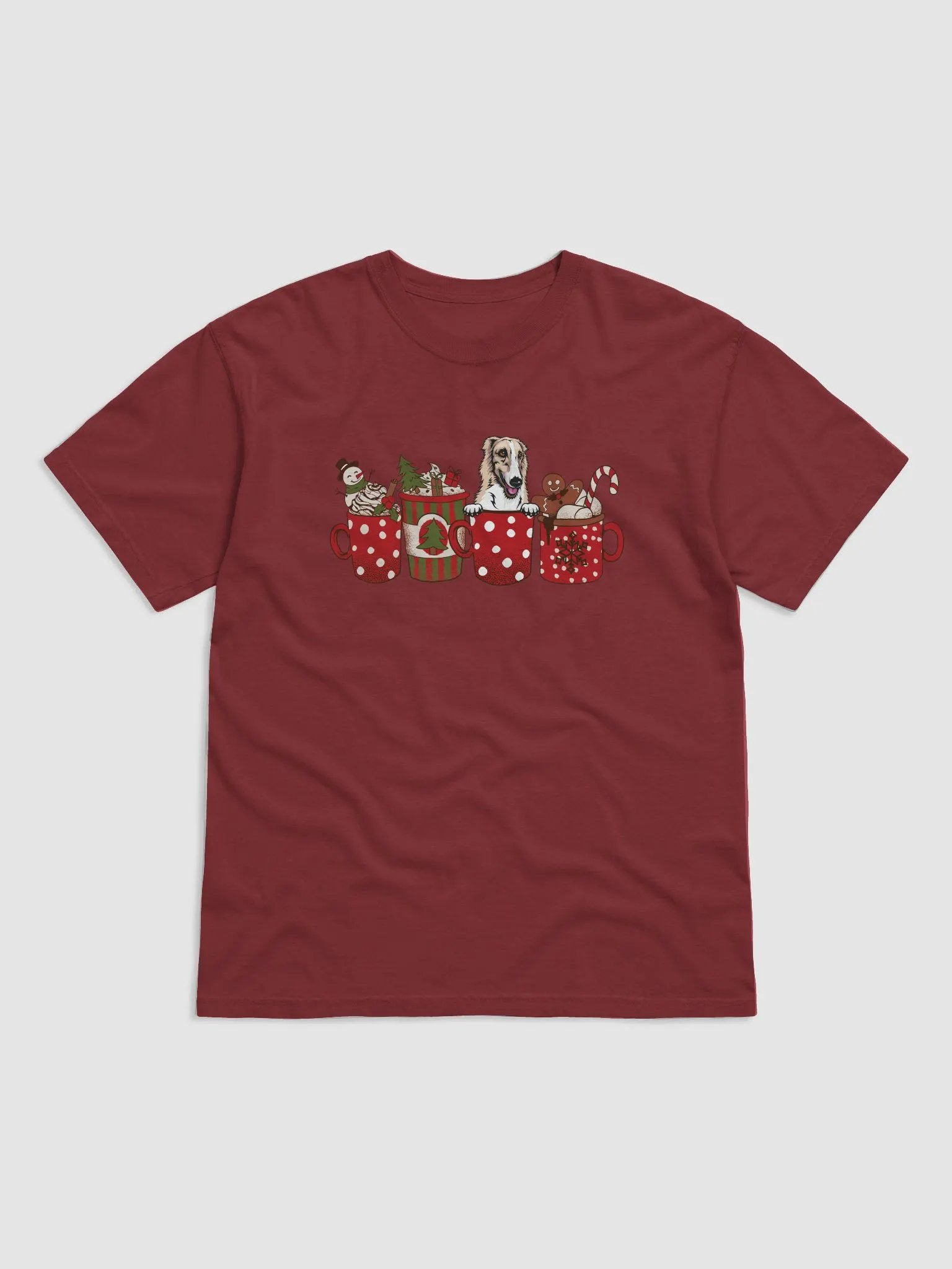 Cute Borzoi in a Christmas Cup T-Shirt | Funny Christmas Pup in a Cup product image (4)