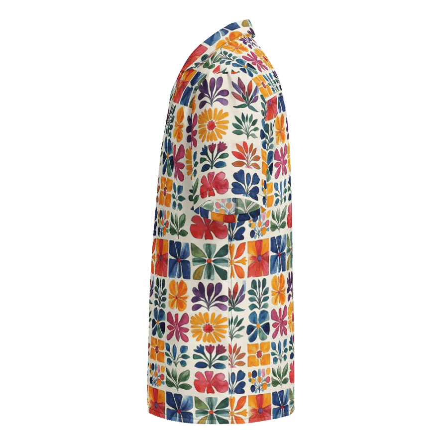 Mexican Folk Art Floral Pattern: Seamless Patchwork Papel Picado Hawaiian Shirt product image (3)