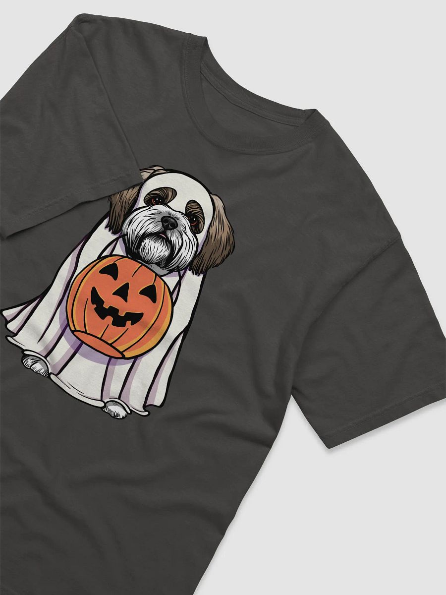 Funny Halloween Shih Tzu T-Shirt | Funny Dog Wearing a Ghost Costume and Holding a Pumpkin Basket product image (19)