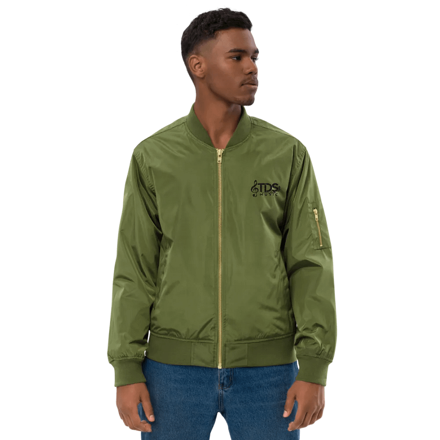 TDS Music Threadfast Premium Recycled Bomber in Army Green and Black (XS-3XL) product image (7)