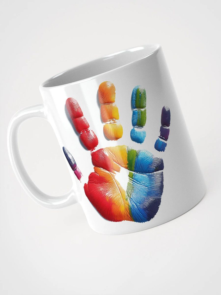 Rainbow Hand Print #Stylish Glossy White Mug product image (3)