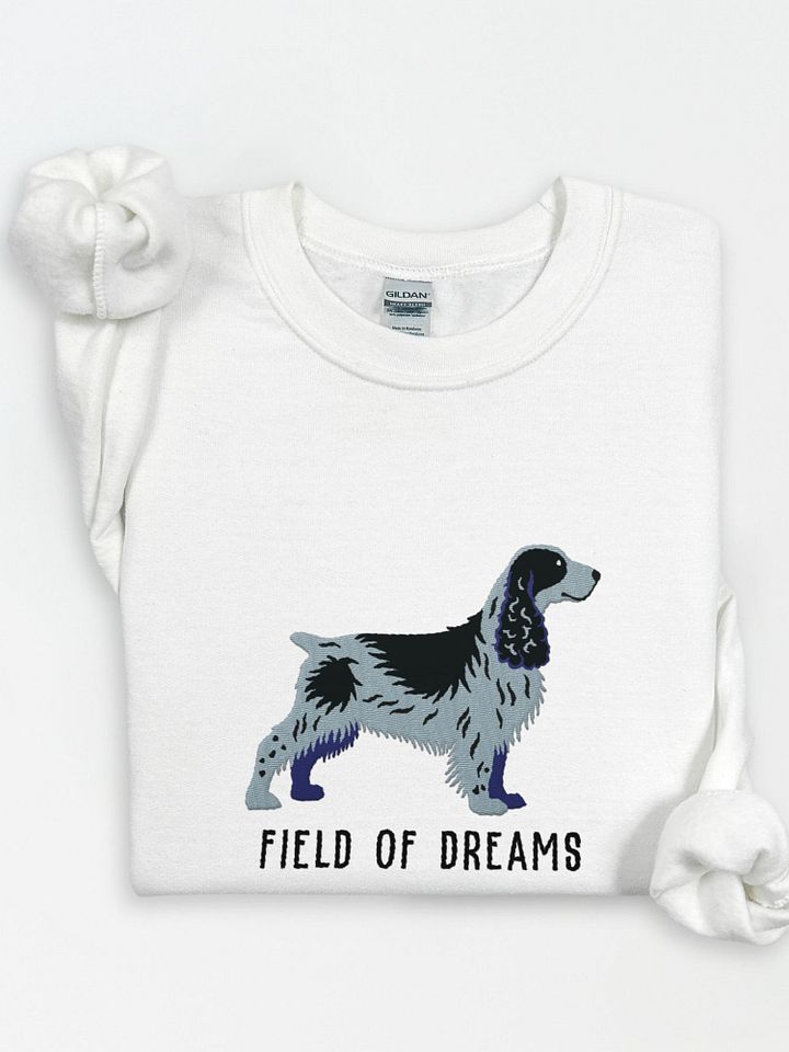 Field of Dreams Sweatshirt (Embroidered) of a Field Spaniel(Blue Roan) product image (1)