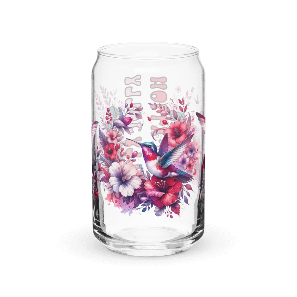 Holly Jolly Hummingbird And Flower Glass Can product image (4)