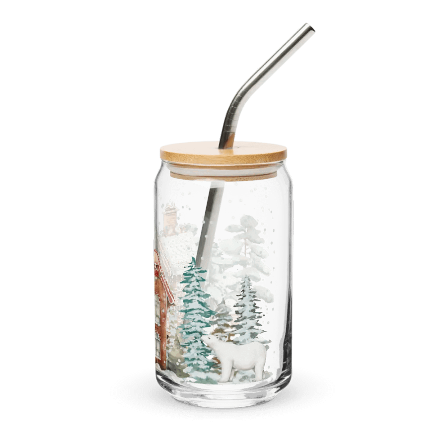 Winter Wonderland Gingerbread House Can-Shaped Glass product image (3)